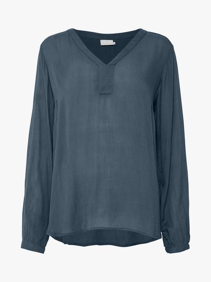 KAFFE Amber V Neck Blouse, Orion Blue