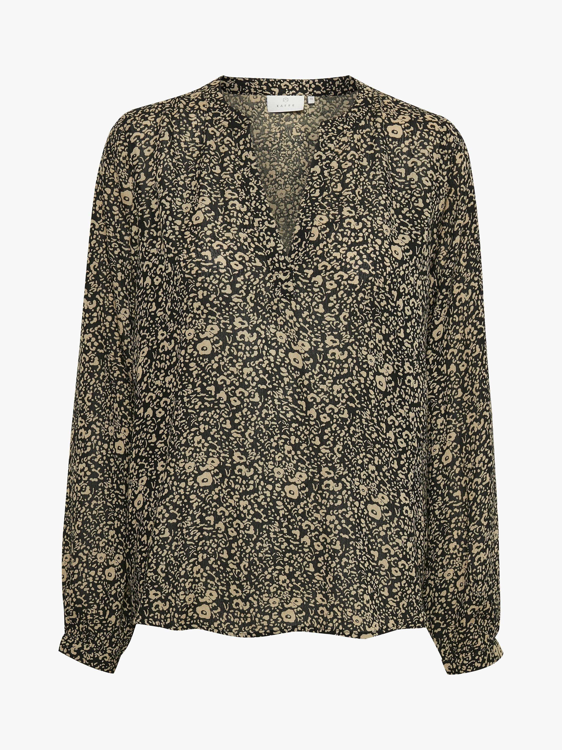Product image 2 of 6, which shows KAFFE Turbo Balloon Sleeve Blouse, Black/Green, 8