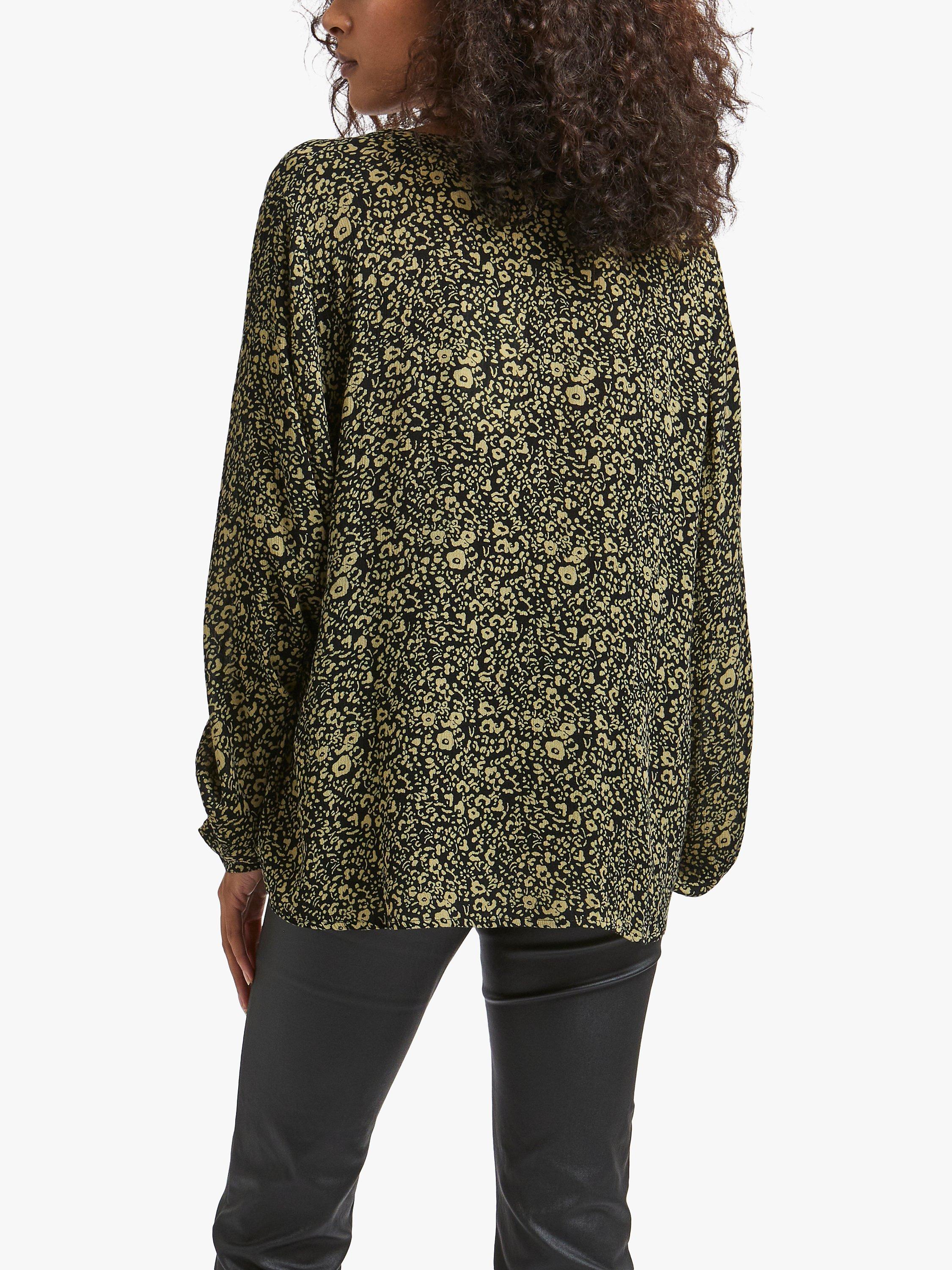 Product image 5 of 6, which shows KAFFE Turbo Balloon Sleeve Blouse, Black/Green, 8