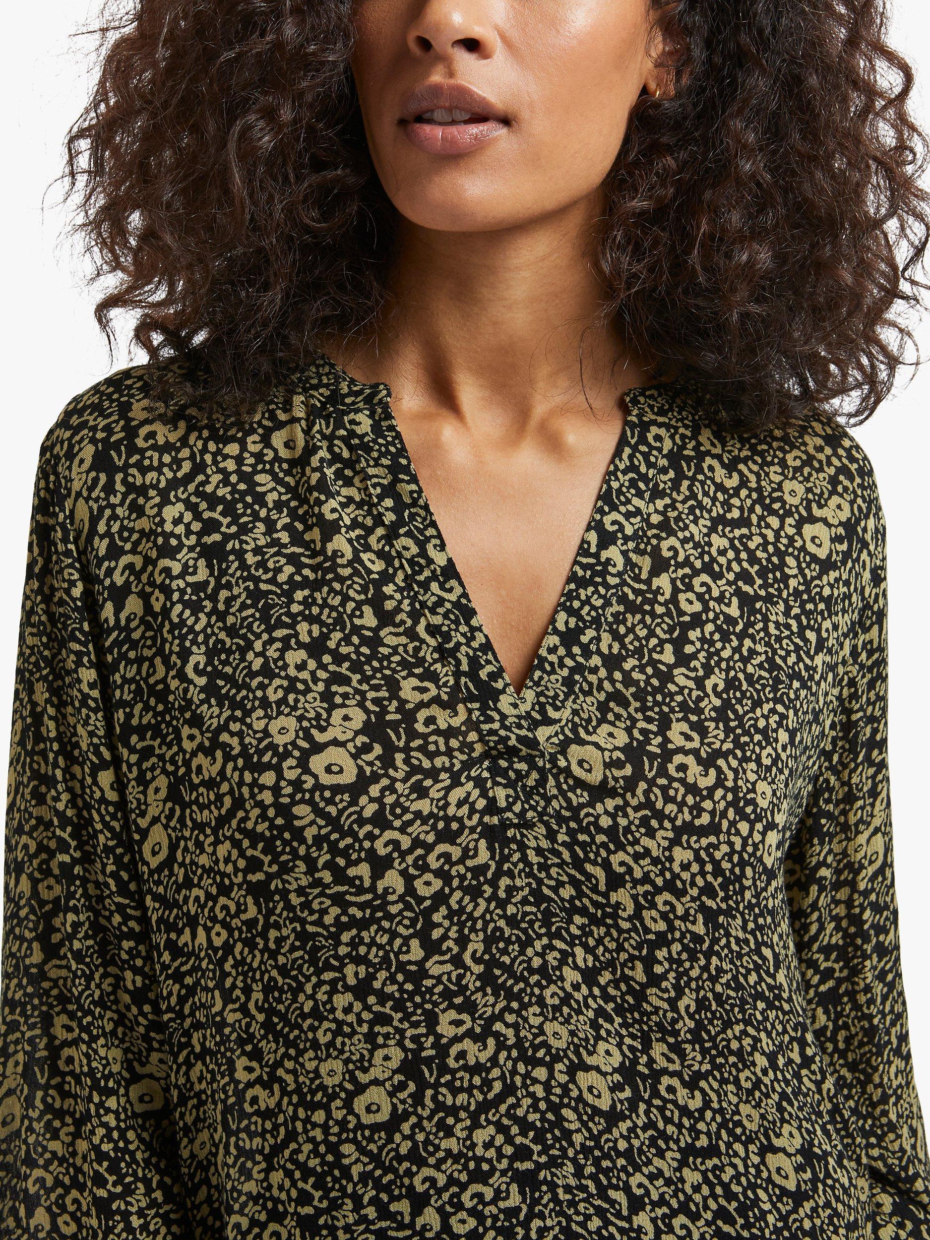 Product image 6 of 6, which shows KAFFE Turbo Balloon Sleeve Blouse, Black/Green, 8
