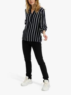 KAFFE Stridy Stripe Long Sleeve Blouse, Midnight Marine, Midnight Marine