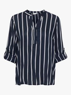 KAFFE Stridy Stripe Long Sleeve Blouse, Midnight Marine - view 2, Midnight Marine
