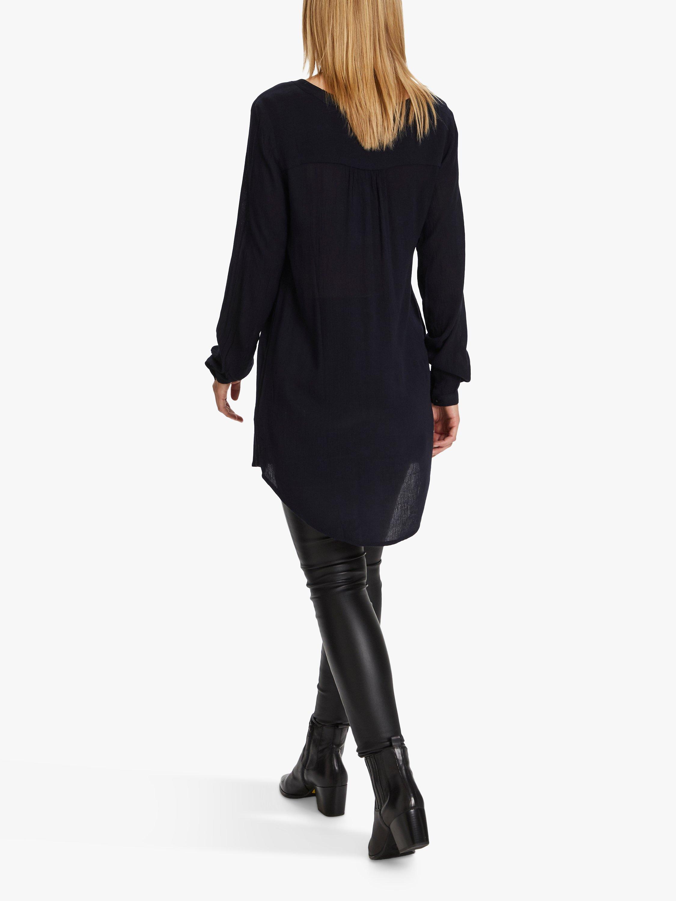 Product image 3 of 5, which shows KAFFE Amber V Neck Long Tunic Top, Midnight Marine, 16