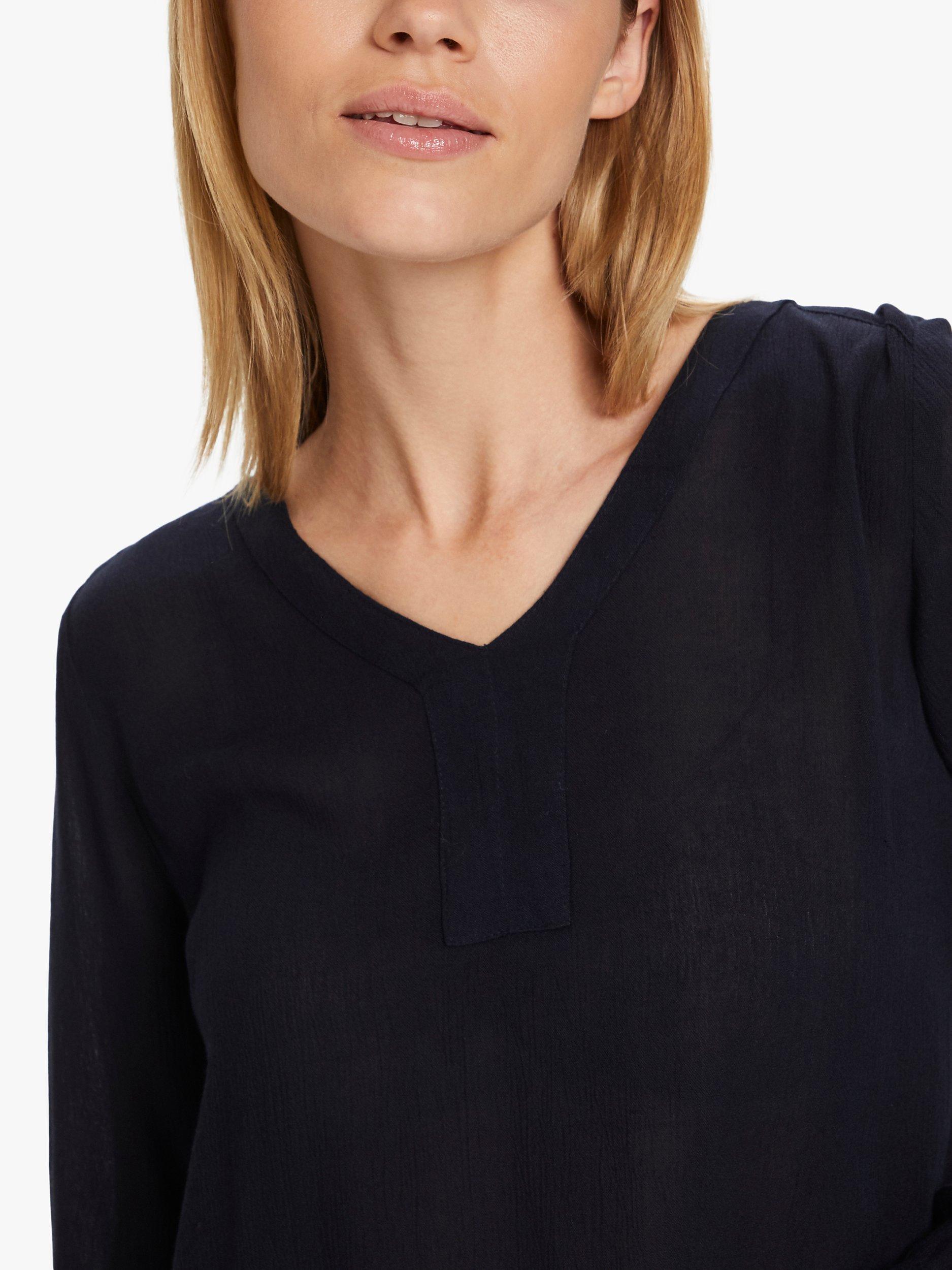 Product image 4 of 5, which shows KAFFE Amber V Neck Long Tunic Top, Midnight Marine, 16