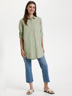 KAFFE Anaya Button Longline Shirt, Seagrass