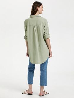 KAFFE Anaya Button Longline Shirt - view 2, Seagrass