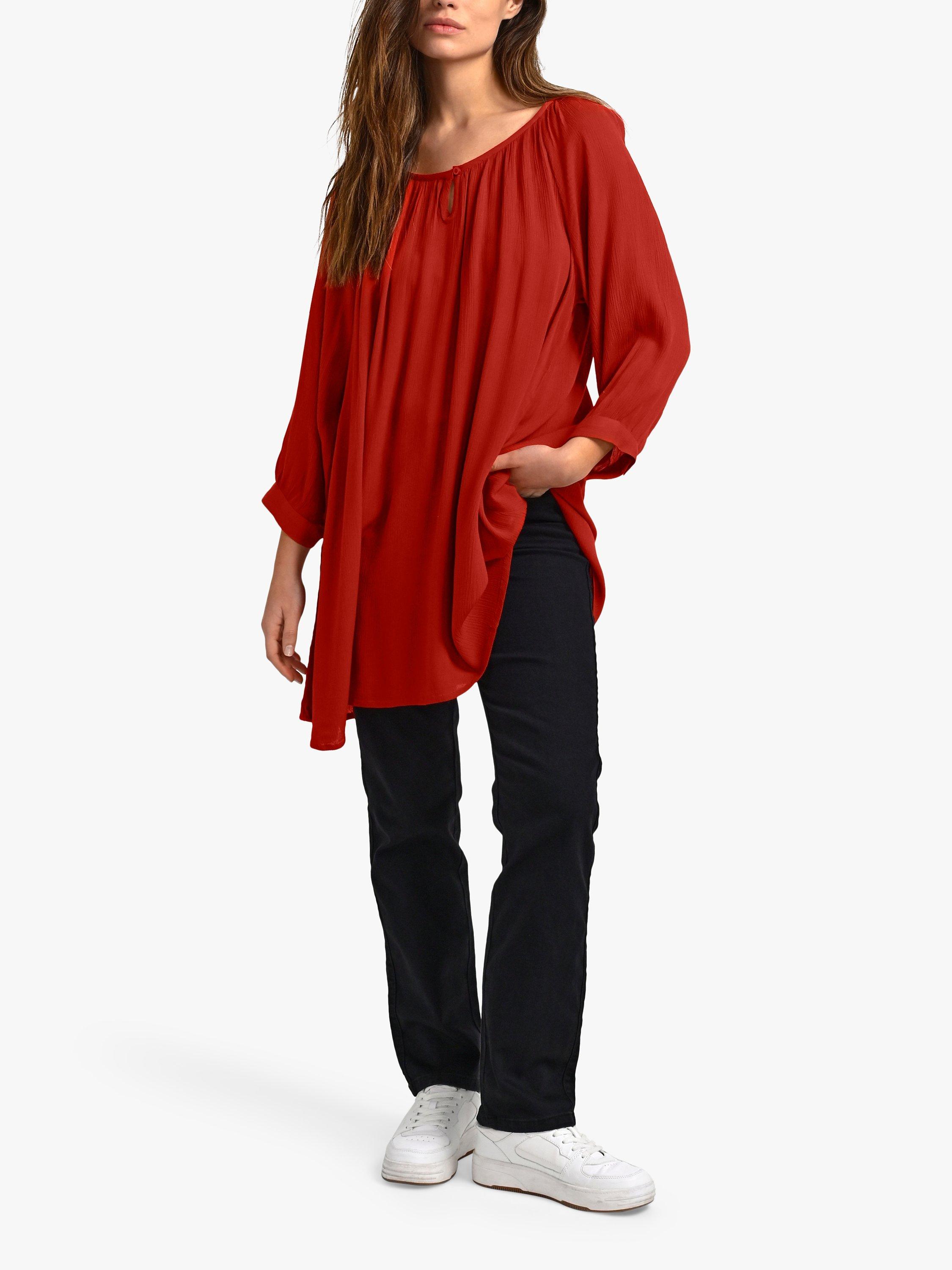 KAFFE Amber 3/4 Sleeve Tunic Top, Haute Red, 8