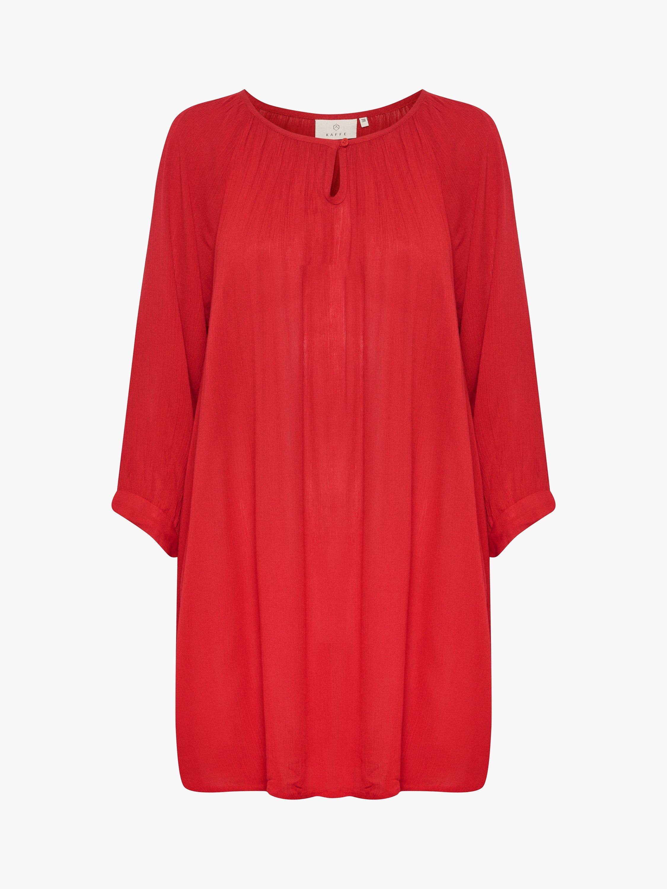 KAFFE Amber 3/4 Sleeve Tunic Top, Haute Red, 8