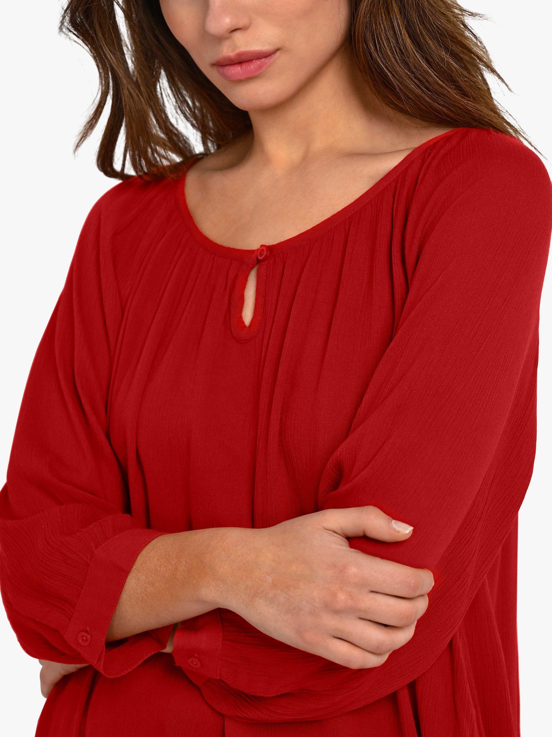 KAFFE Amber 3/4 Sleeve Tunic Top, Haute Red, 8