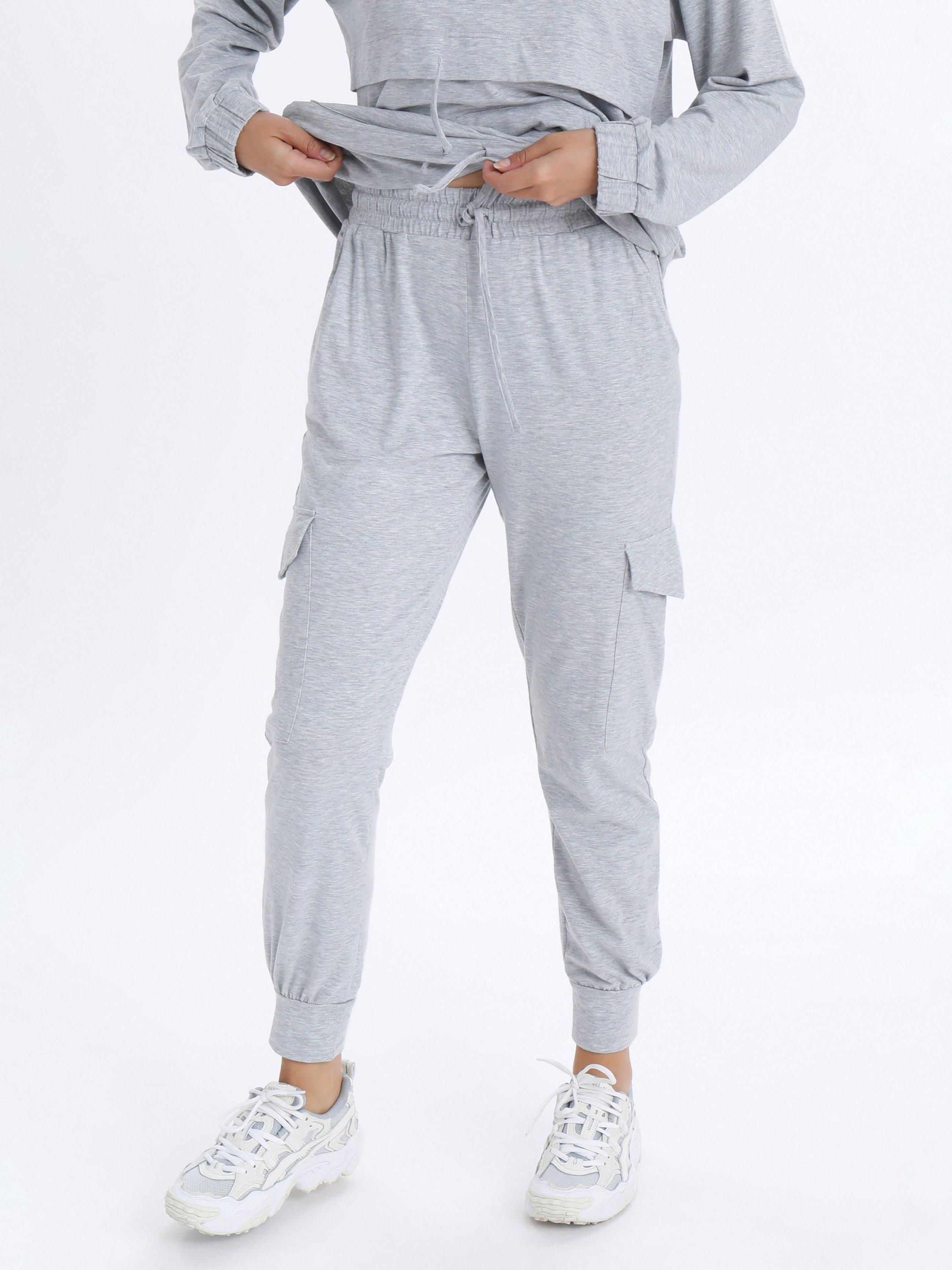 Product image 1 of 7, which shows KAFFE Siggi Linda Joggers, Light Grey Melange, 8