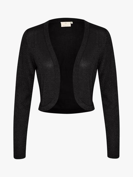 KAFFE Ankra Metallic Bolero Cardigan - view 2, Deep Black