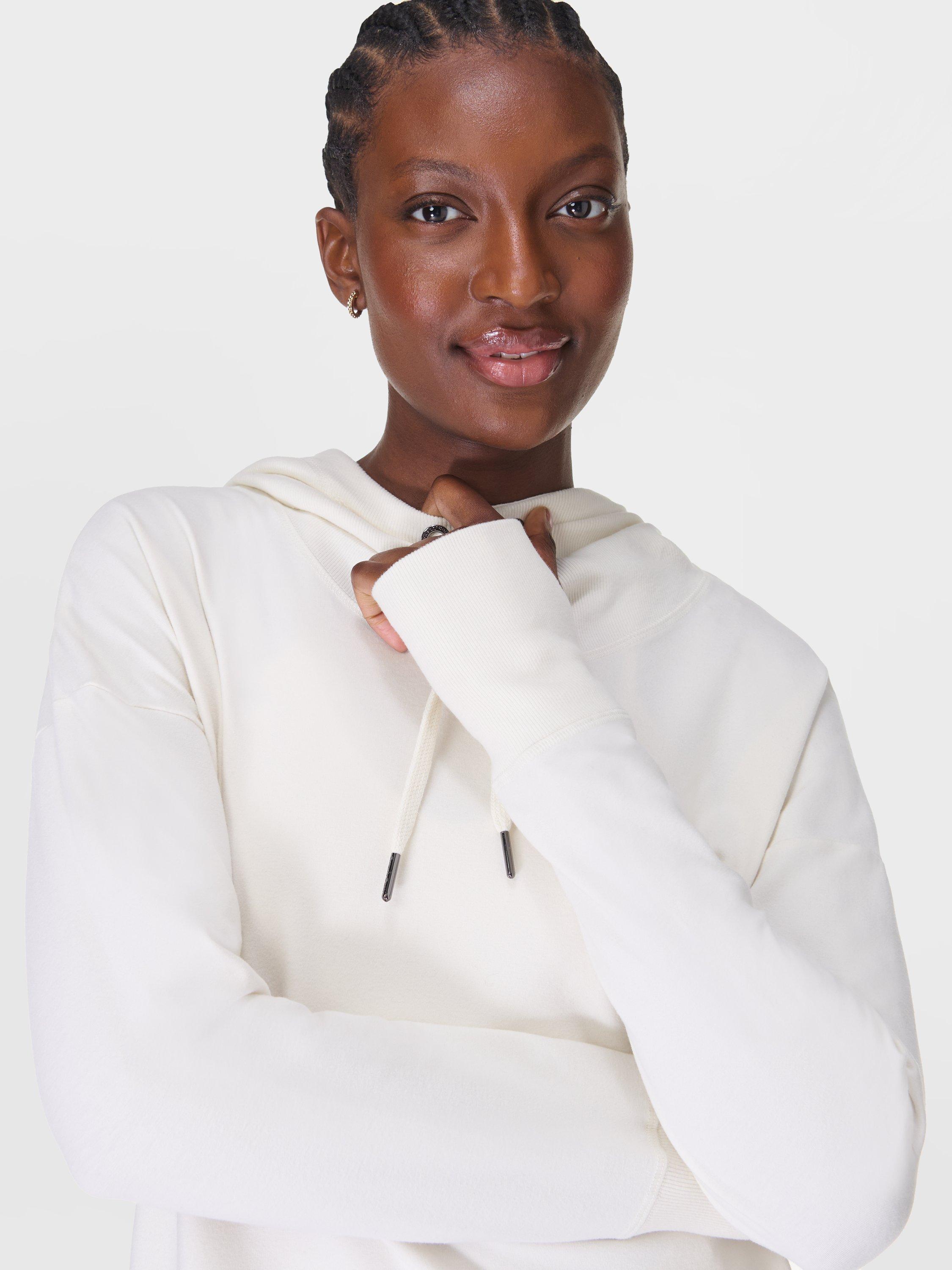 Product image 2 of 7, which shows Sweaty Betty Escape Italian Luxe Fleece Hoodie, Lily White, M