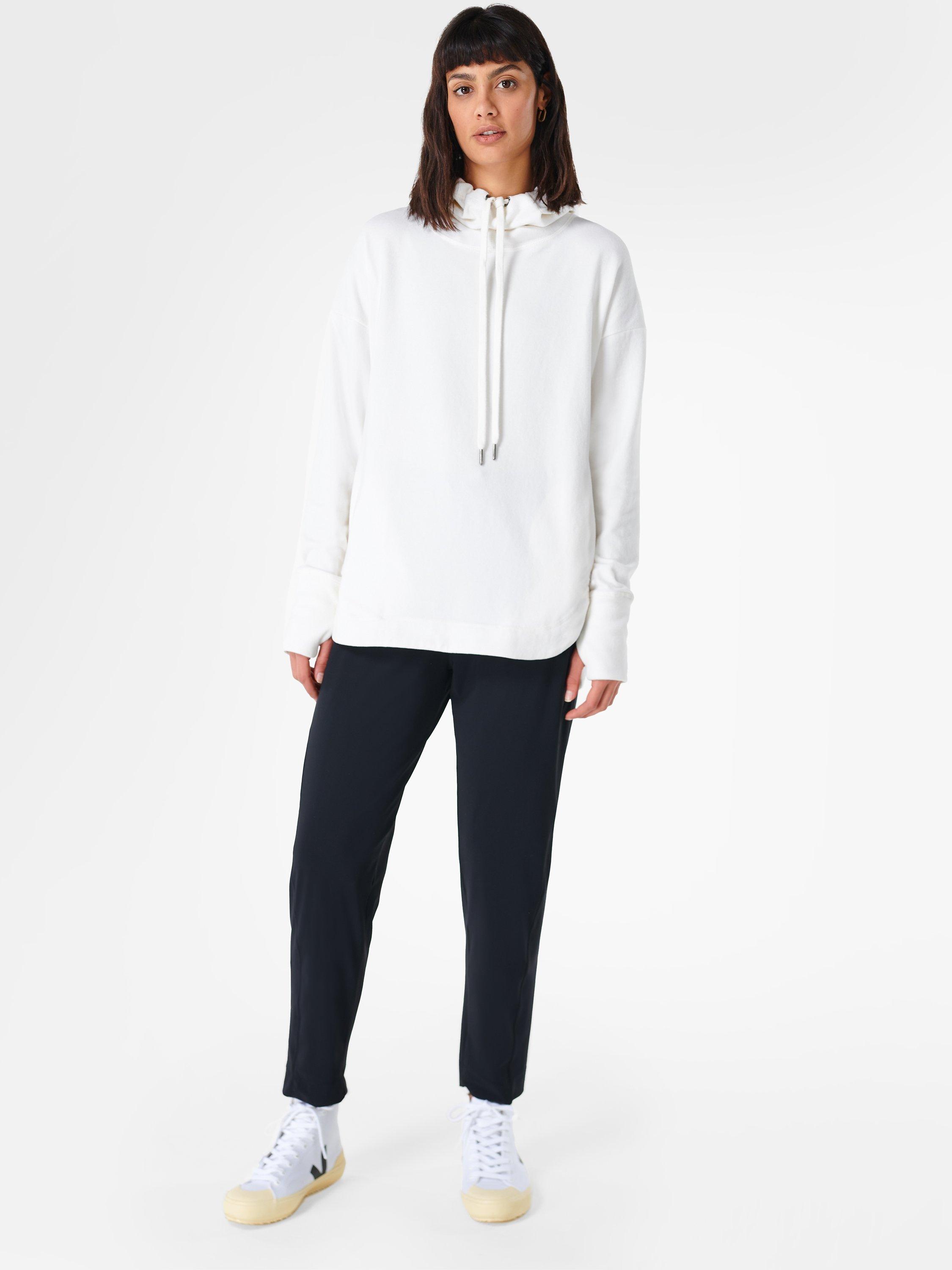 Product image 3 of 7, which shows Sweaty Betty Escape Italian Luxe Fleece Hoodie, Lily White, M