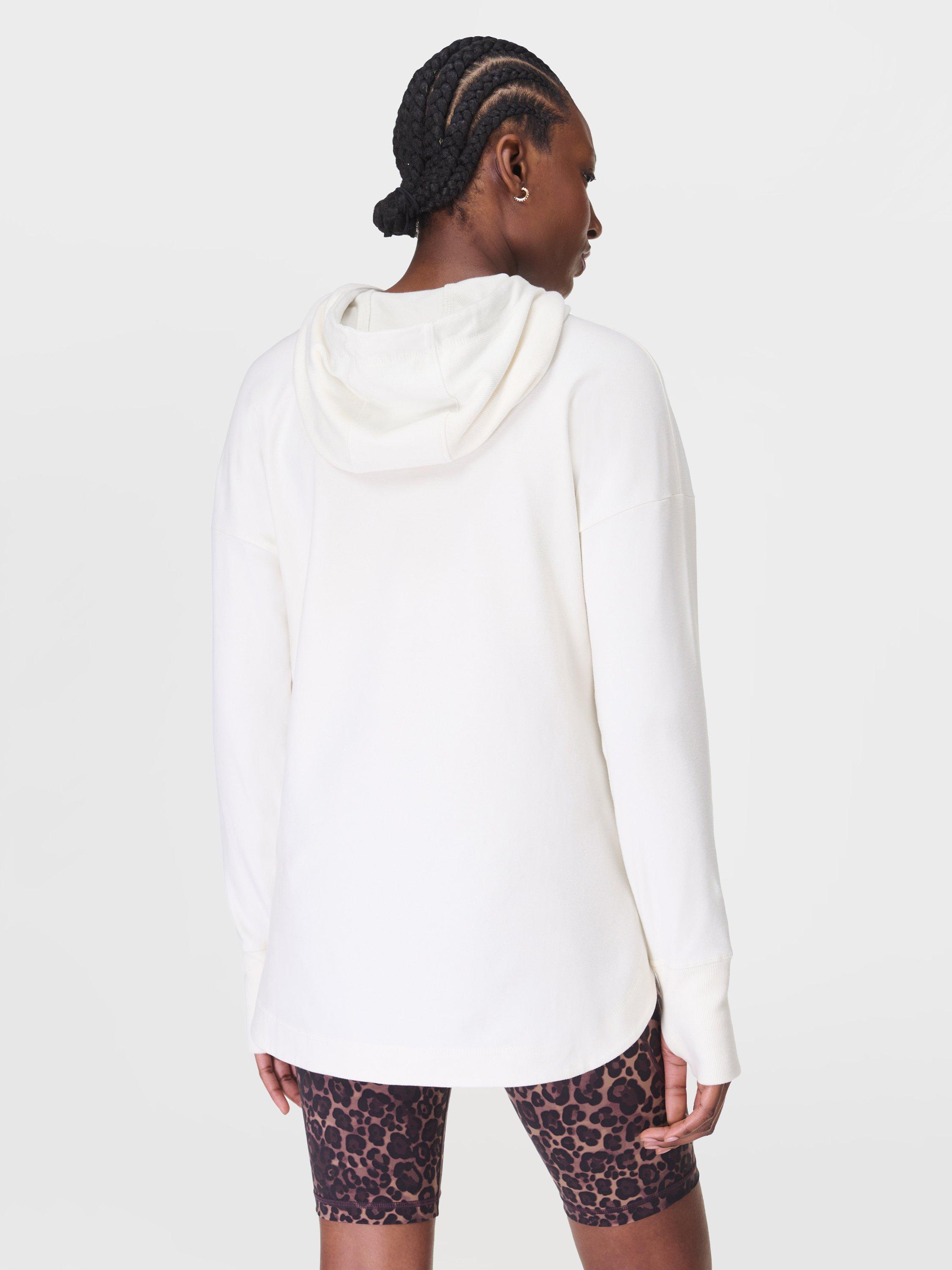 Product image 4 of 7, which shows Sweaty Betty Escape Italian Luxe Fleece Hoodie, Lily White, M