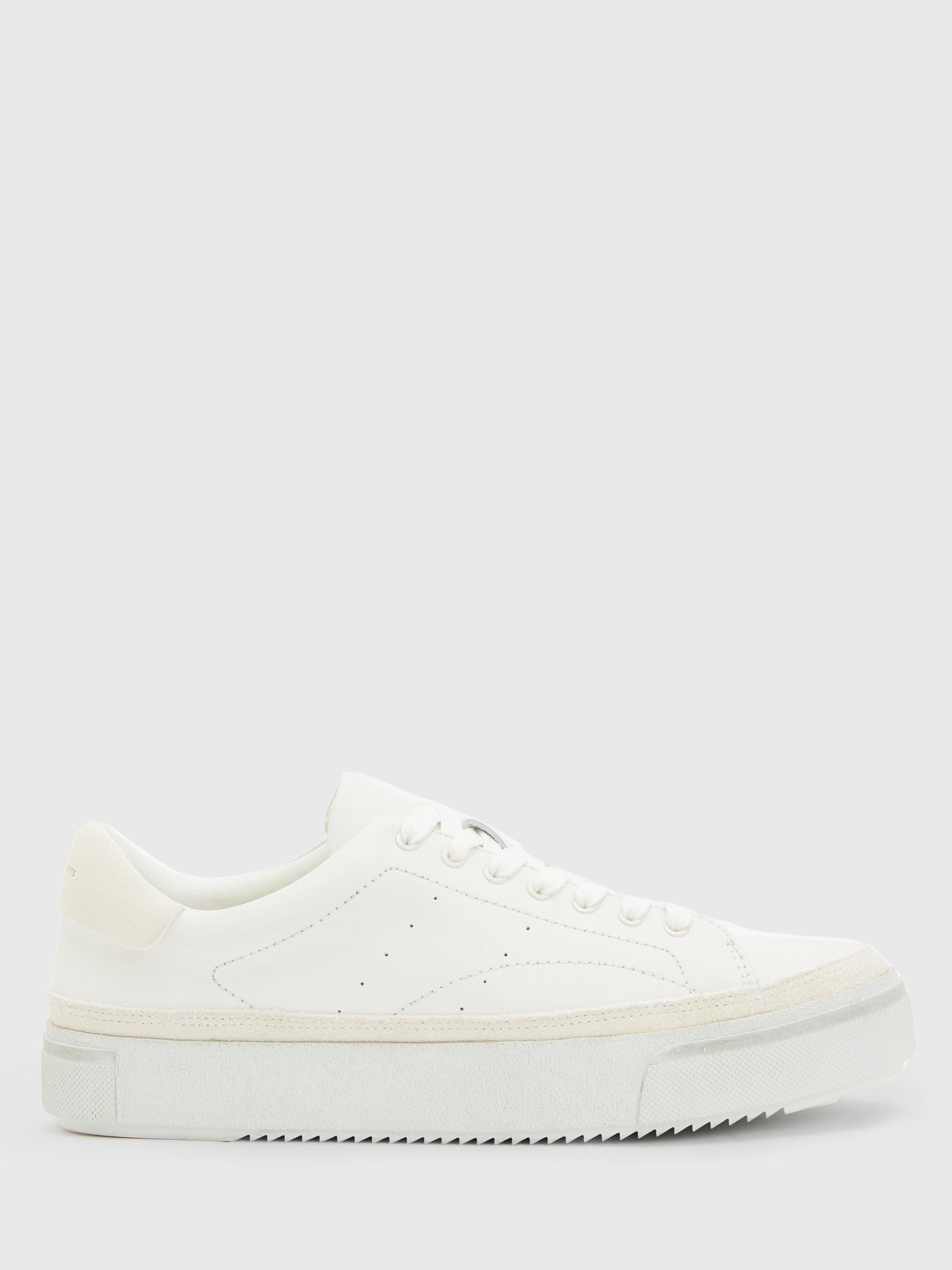 AllSaints Trish Leather Lace Up Trainers Chalk White