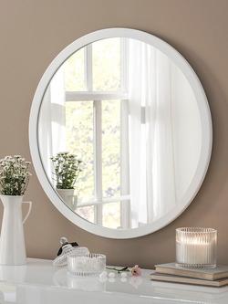 Yearn Classic Round Wood Frame Wall Mirror - view 2, White