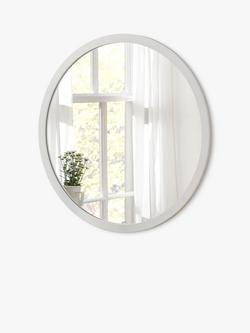 Yearn Classic Round Wood Frame Wall Mirror, White