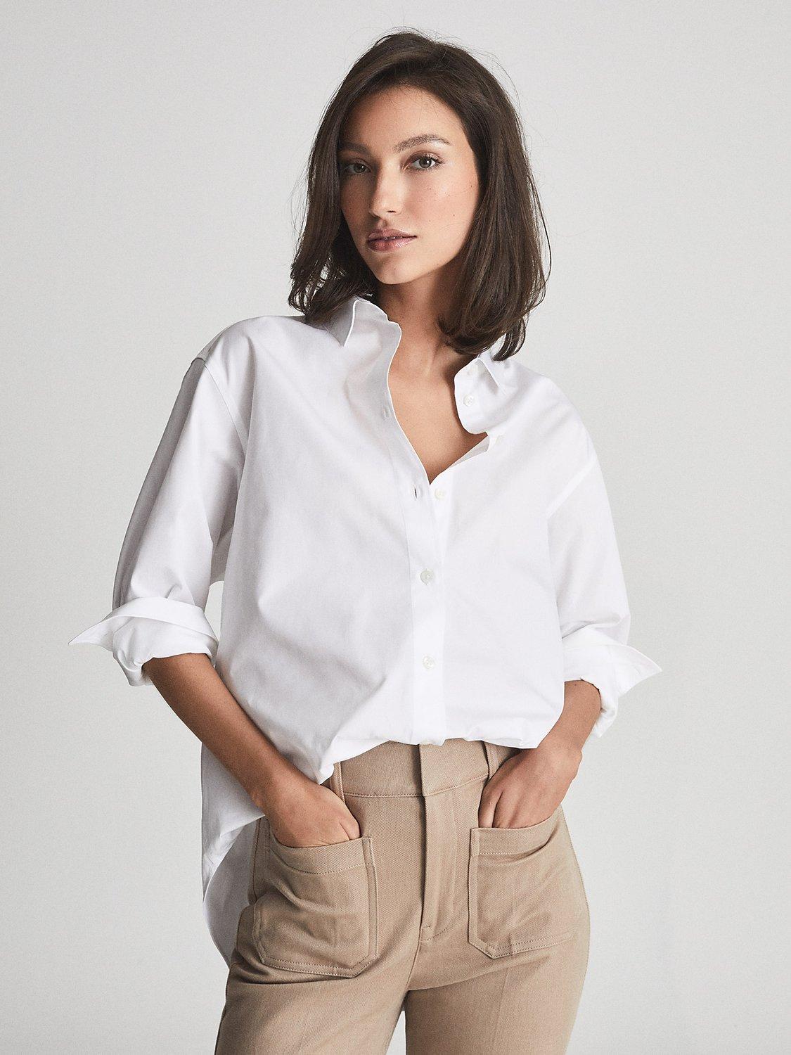 Reiss Jenny Cotton Shirt, White