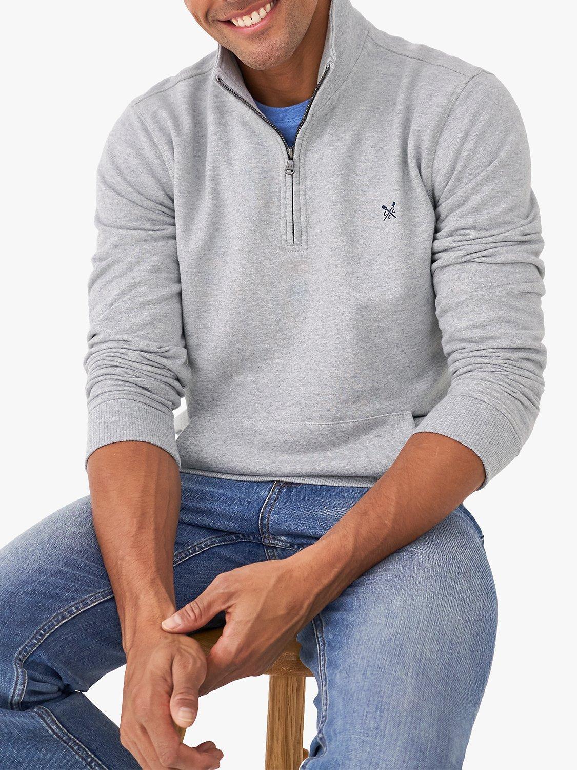 Crew Clothing Half Zip Funnel Jumper, Graphite Grey