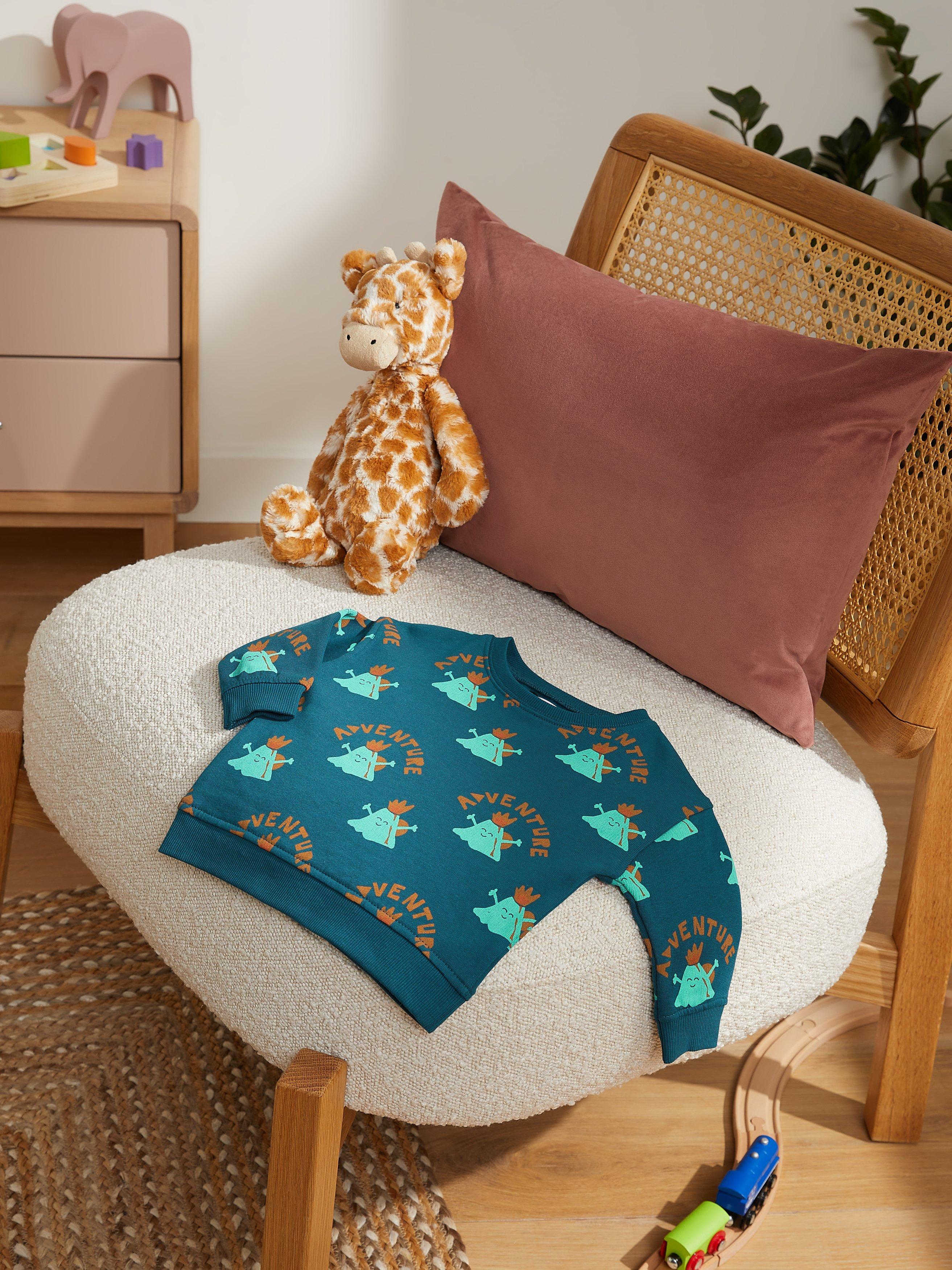 John Lewis ANYDAY Baby Volacno Print Sweatshirt, Green