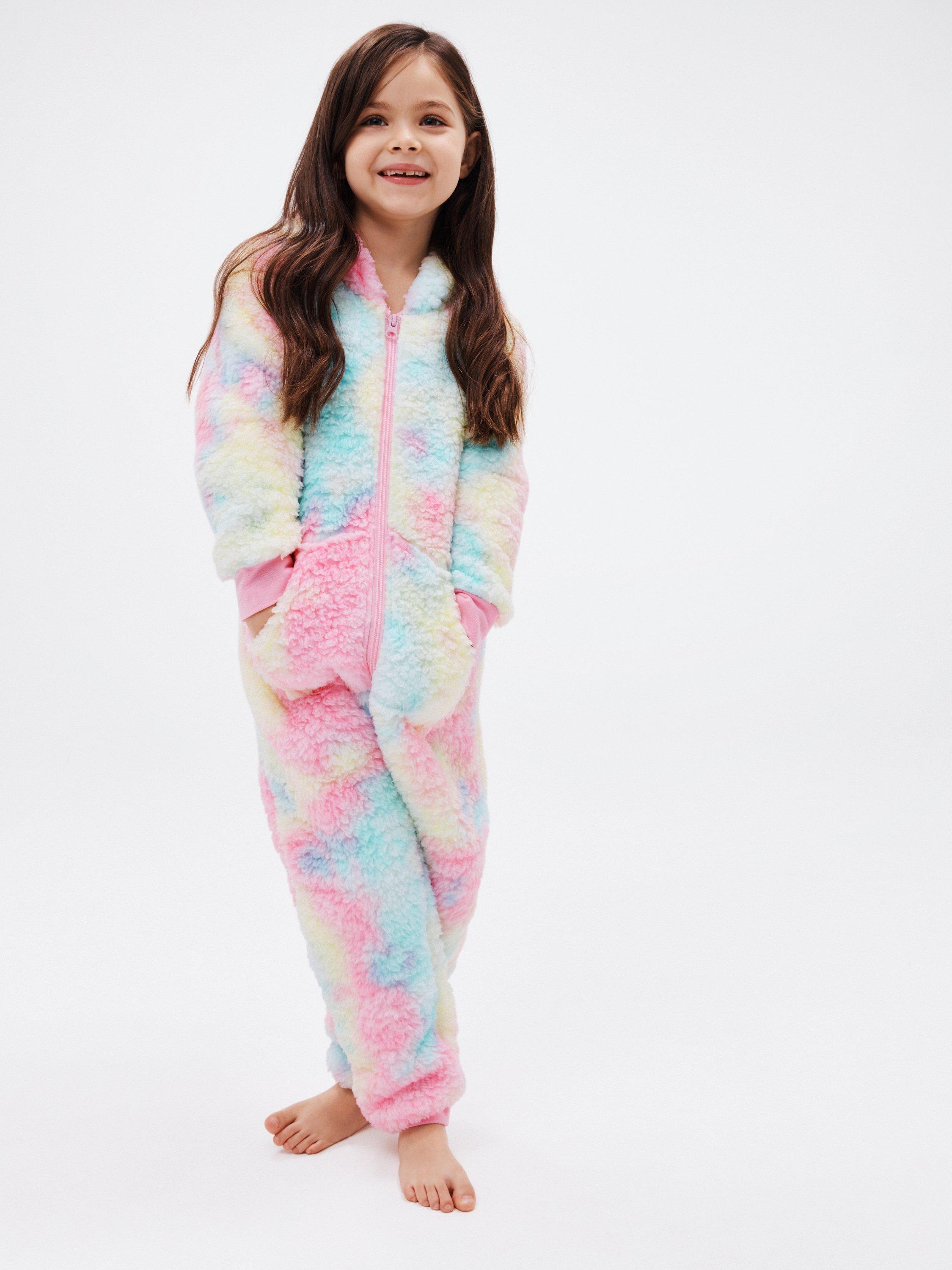 John Lewis Kids' Unicorn Fleece Onesie, Pink/Multi