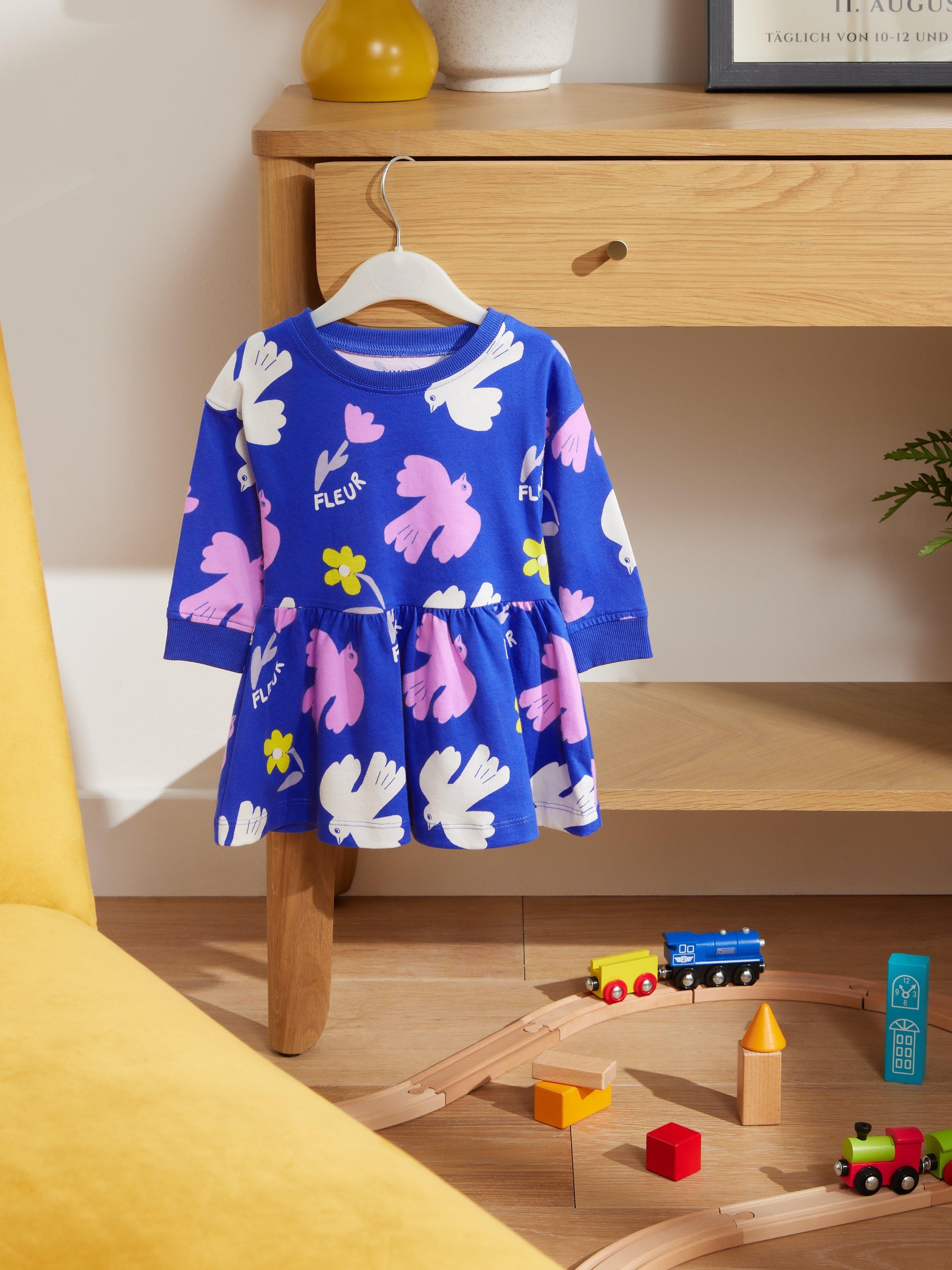 John Lewis ANYDAY Baby Dove Print Dress, Blue