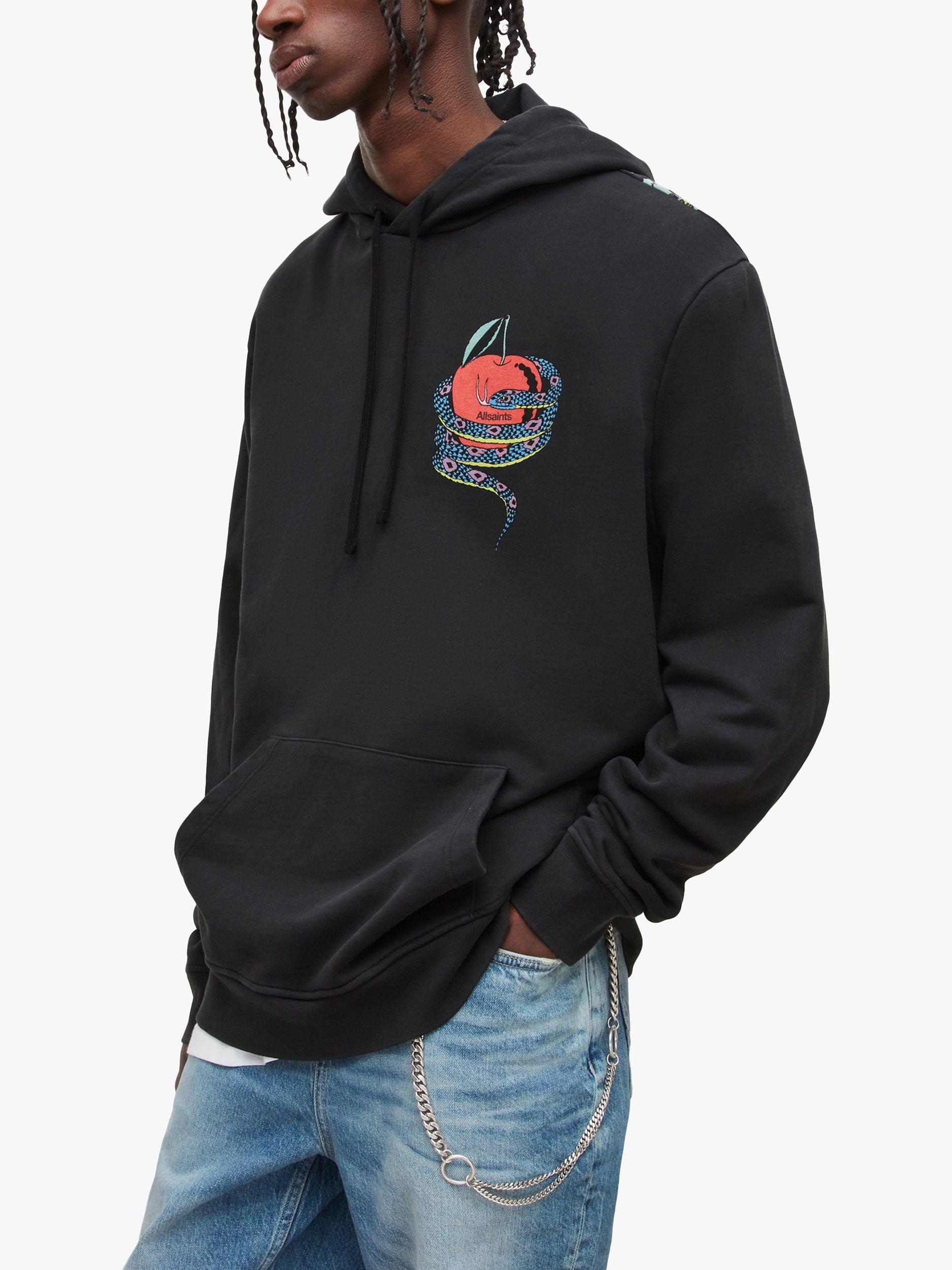 AllSaints Edenfall Graphic Hoodie, Jet Black