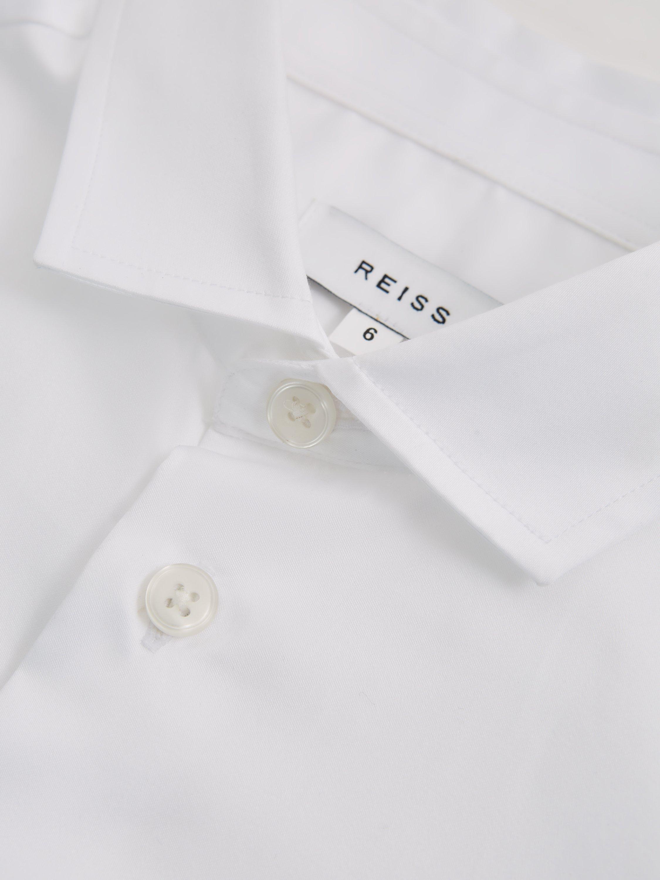 Product image 2 of 6, which shows Reiss Kids' Remote Cotton Poplin Shirt, White, 4-5 years