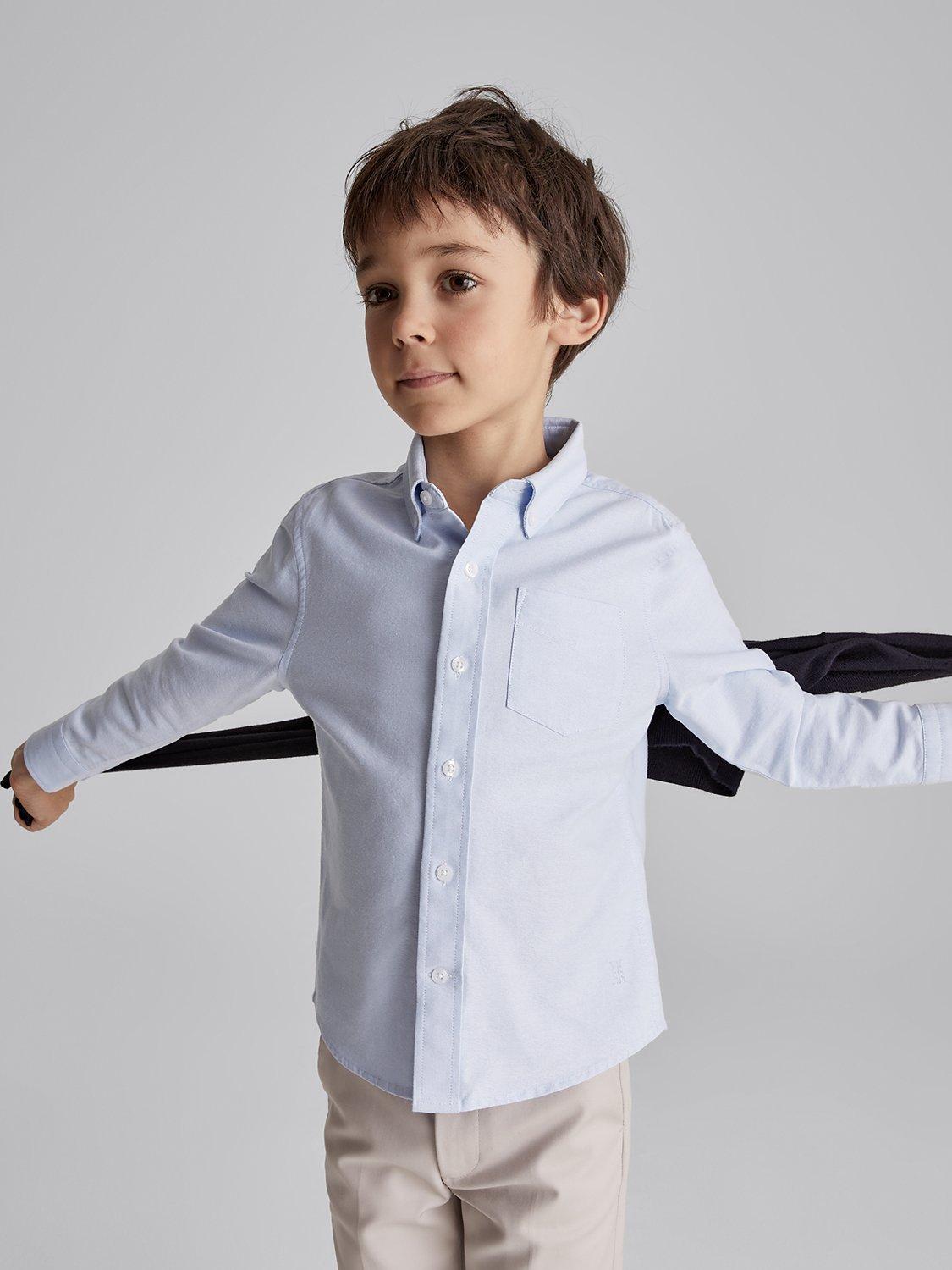 Product image 1 of 5, which shows Reiss Kids' Greenwich Shirt, Soft Blue, 4-5 years