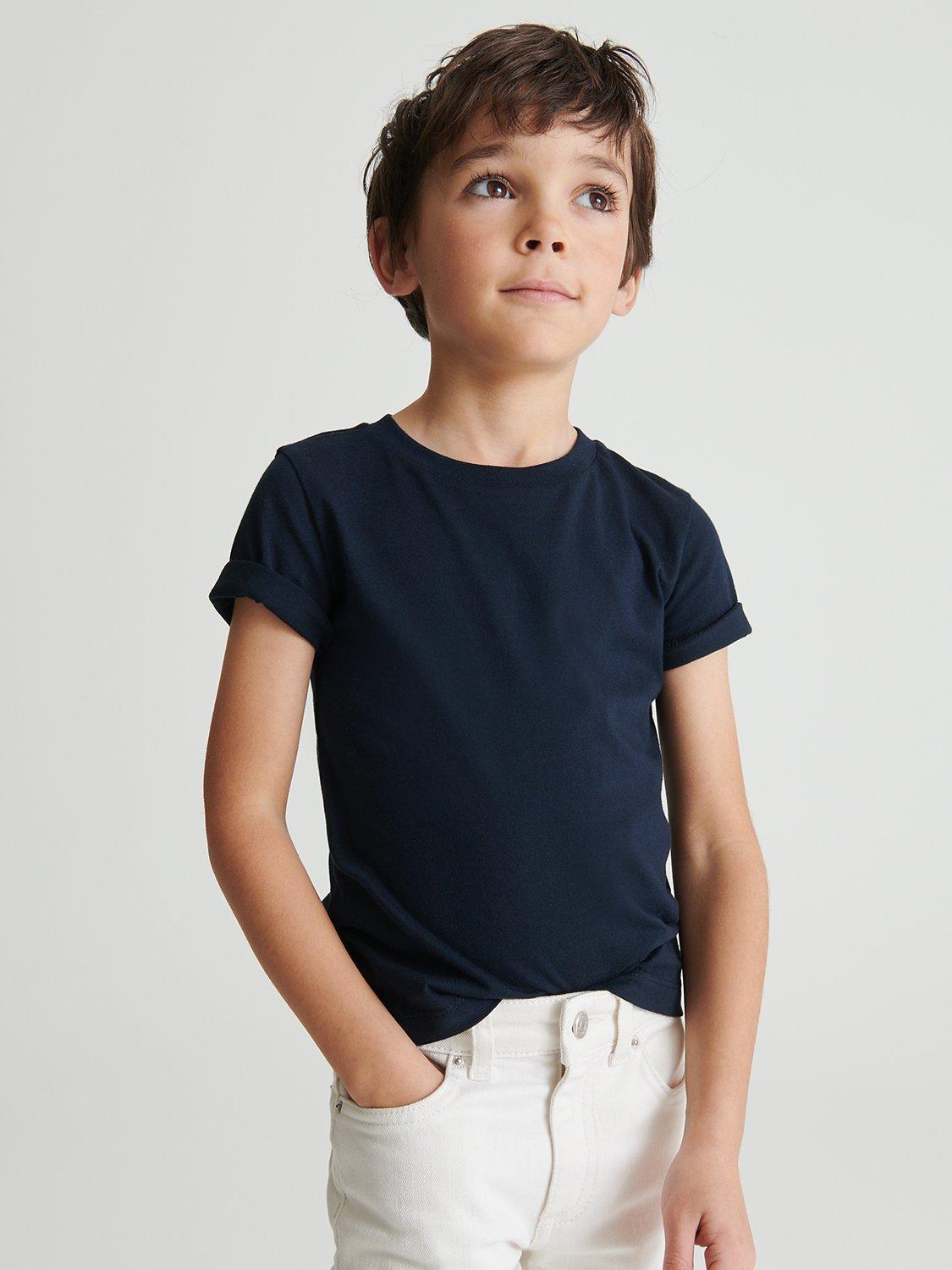 Product image 1 of 5, which shows Reiss Kids' Bless Turn Up Sleeve T-Shirt, Navy, 4-5 years