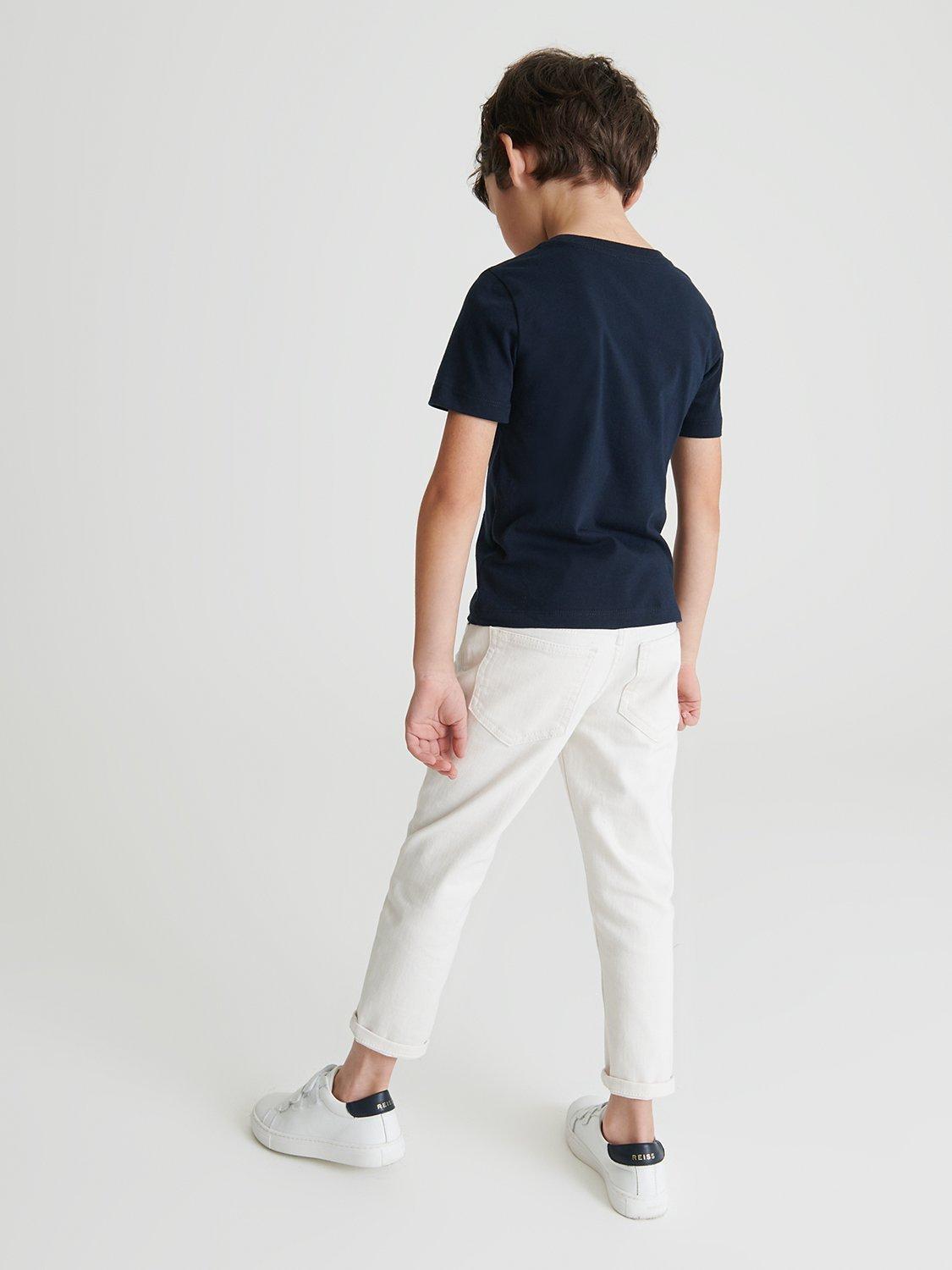 Product image 2 of 5, which shows Reiss Kids' Bless Turn Up Sleeve T-Shirt, Navy, 4-5 years