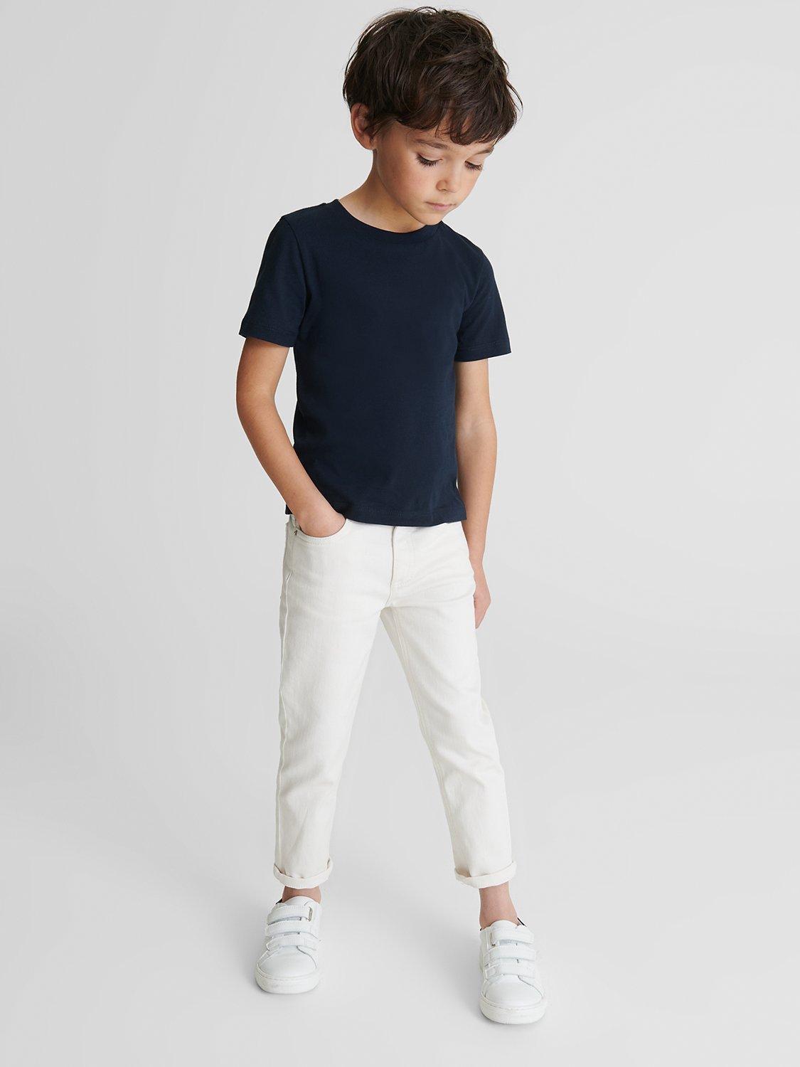Product image 4 of 5, which shows Reiss Kids' Bless Turn Up Sleeve T-Shirt, Navy, 4-5 years