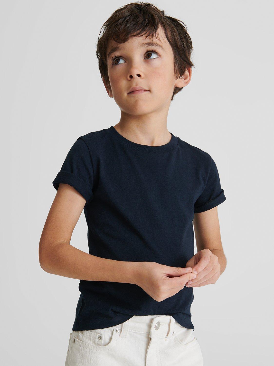 Product image 5 of 5, which shows Reiss Kids' Bless Turn Up Sleeve T-Shirt, Navy, 4-5 years