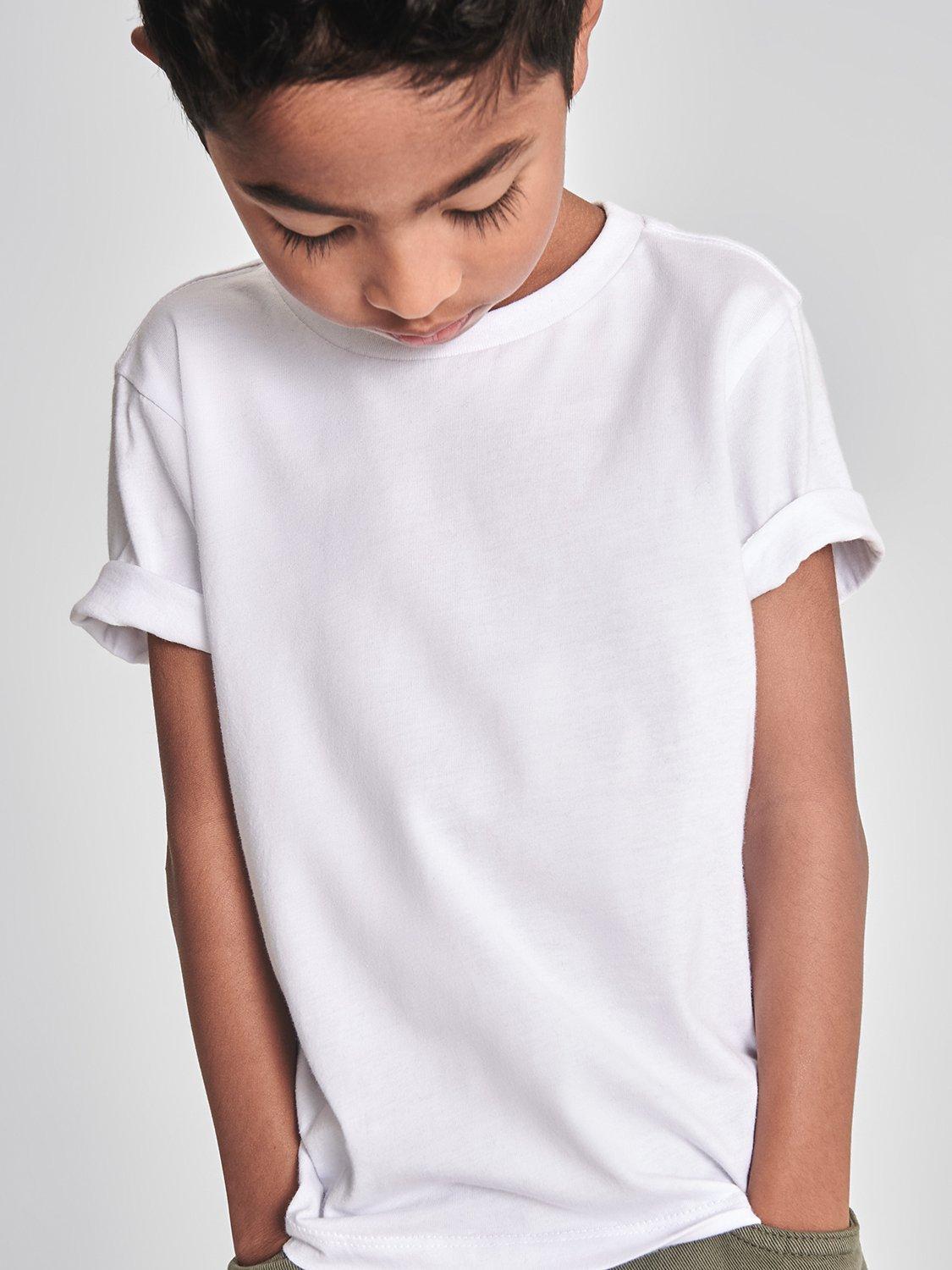 Product image 1 of 6, which shows Reiss Kids' Bless Turn Up Sleeve T-Shirt, White, 4-5 years