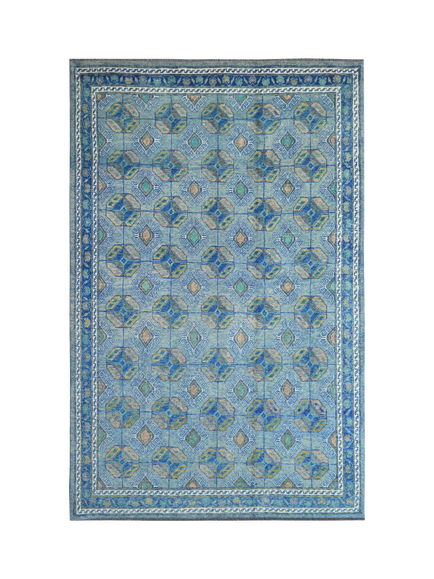 Gooch Luxury Hand Knotted Afghan Ersari Rug, Blue