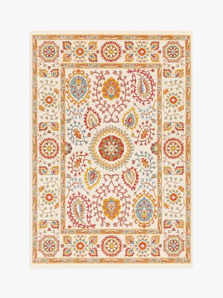 Gooch Luxury Afghan Sultani Rug, Neutral, Neutral