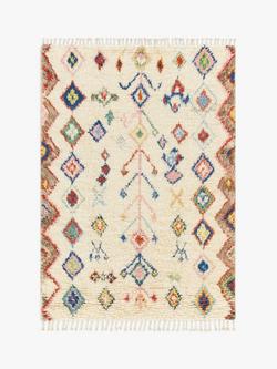 Gooch Luxury Hand Knotted Azilal Diamond Berber Style Rug, Neutral