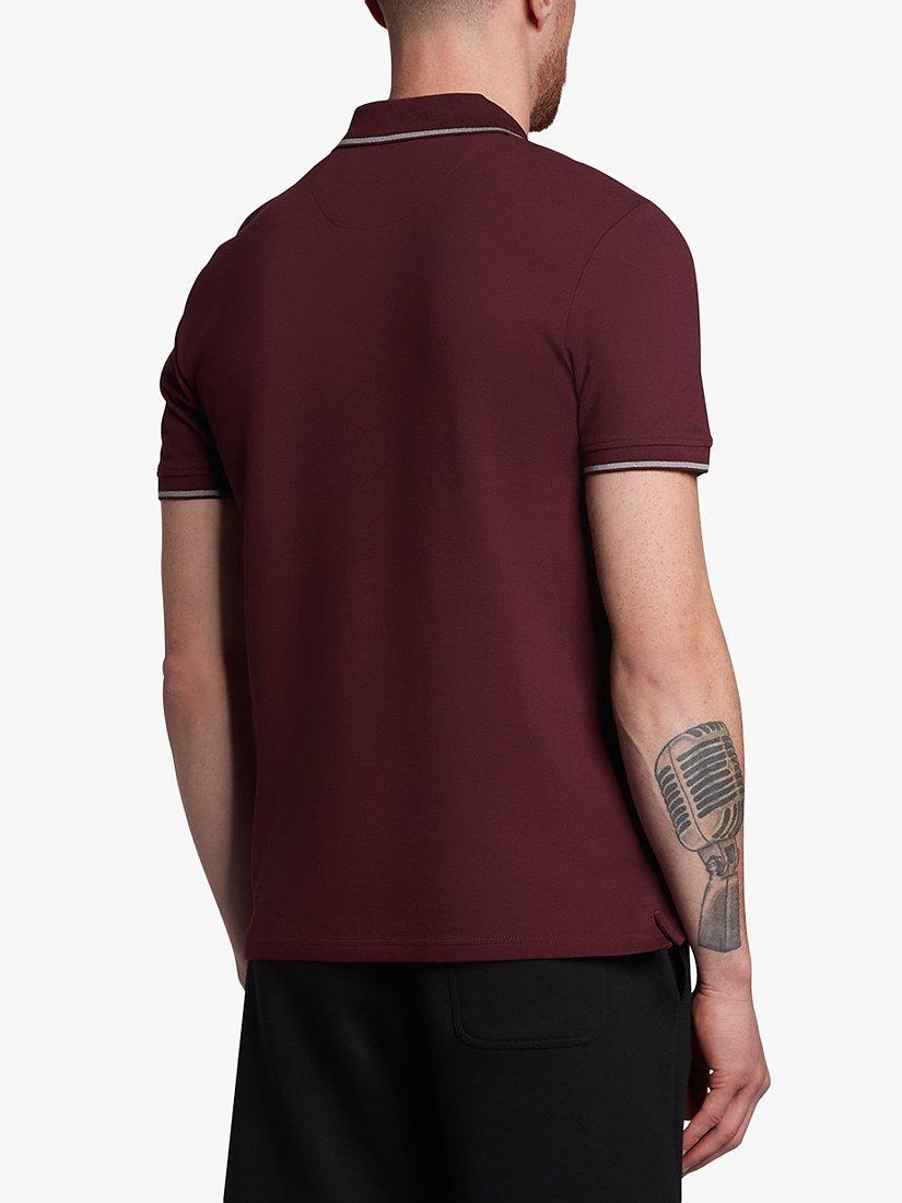 Product image 3 of 5, which shows Lyle & Scott Short Sleeve Tipped Polo Shirt, W537 Burgundy/Marl, XS