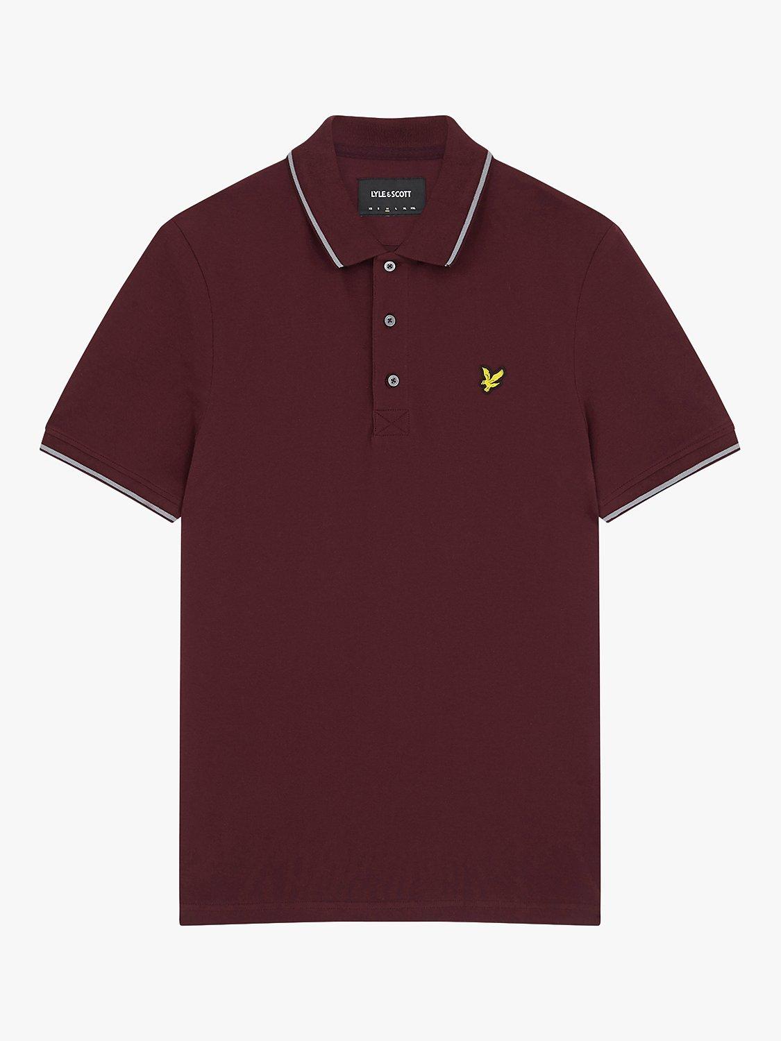 Product image 5 of 5, which shows Lyle & Scott Short Sleeve Tipped Polo Shirt, W537 Burgundy/Marl, XS