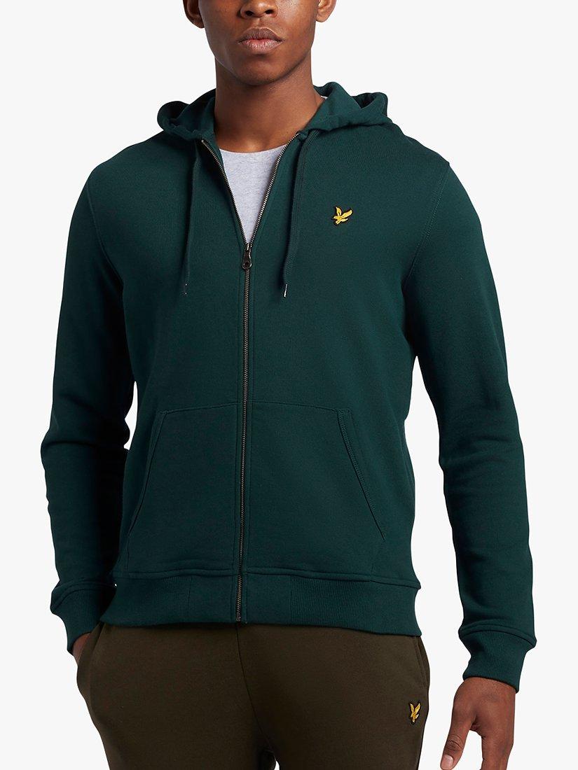 Lyle & Scott Zip Through Hoodie, W486 Dark Green, XS