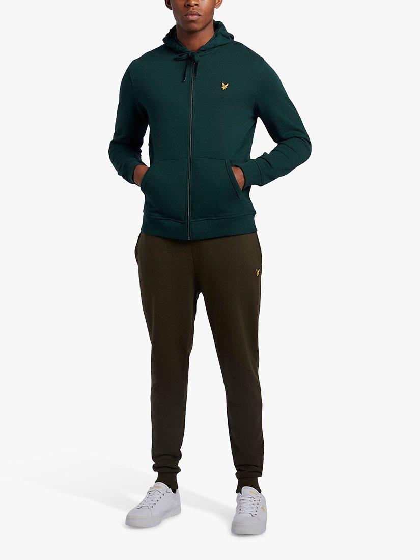 Lyle & Scott Zip Through Hoodie, W486 Dark Green, XS