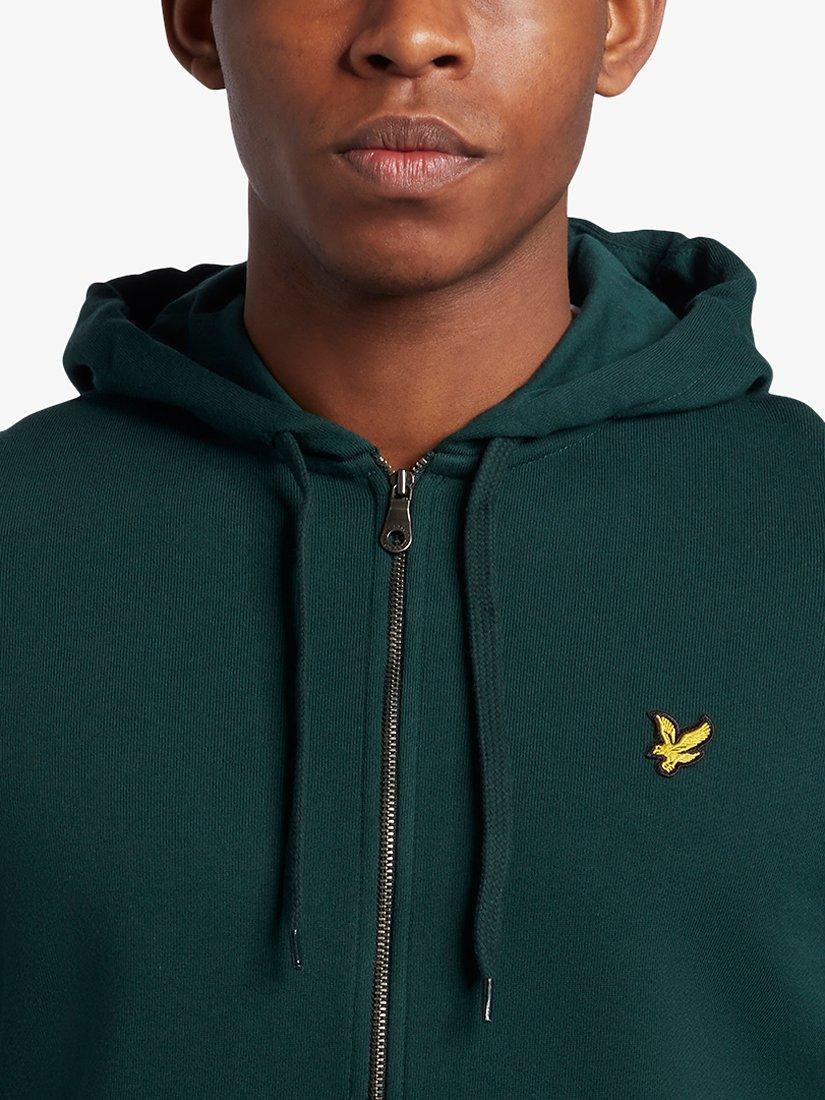 Lyle & Scott Zip Through Hoodie, W486 Dark Green, XS