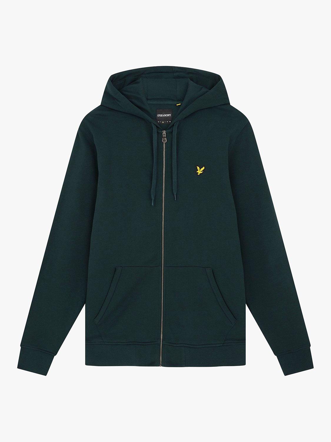 Lyle & Scott Zip Through Hoodie, W486 Dark Green, XS