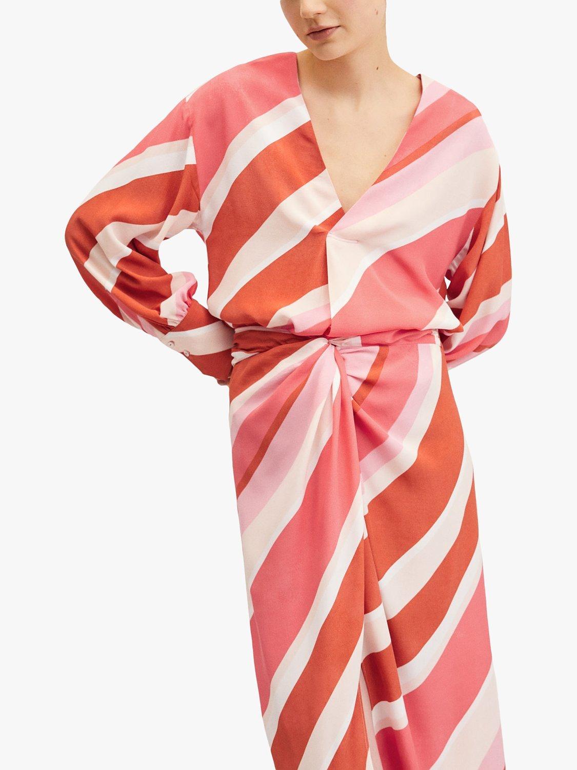 Mango Bio Stripe Print Blouse, Pink, 14