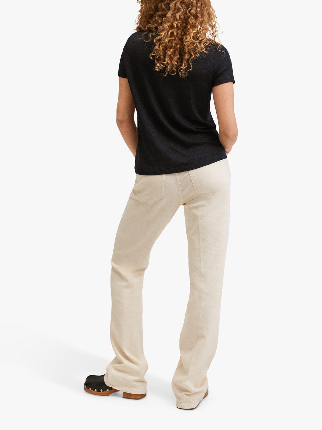 Product image 3 of 5, which shows Mango Linito Linen V-Neck T-Shirt, Black, XXS