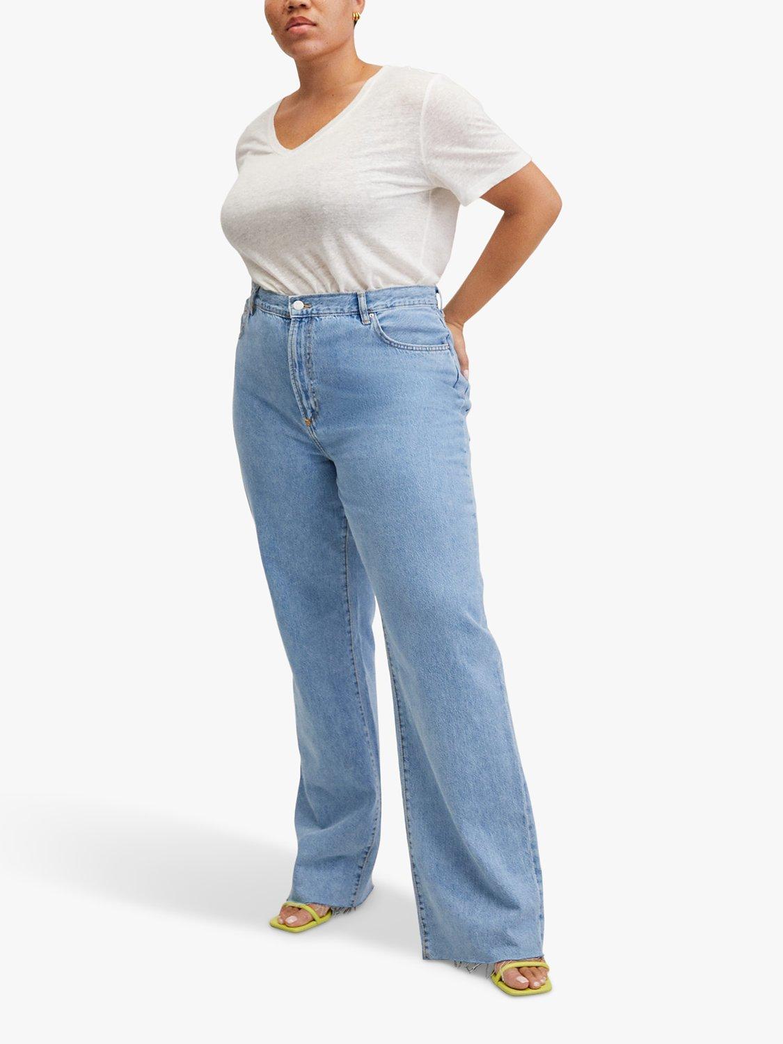 Product image 6 of 6, which shows Mango Linito Linen V-Neck T-Shirt, Natural White, XXXL