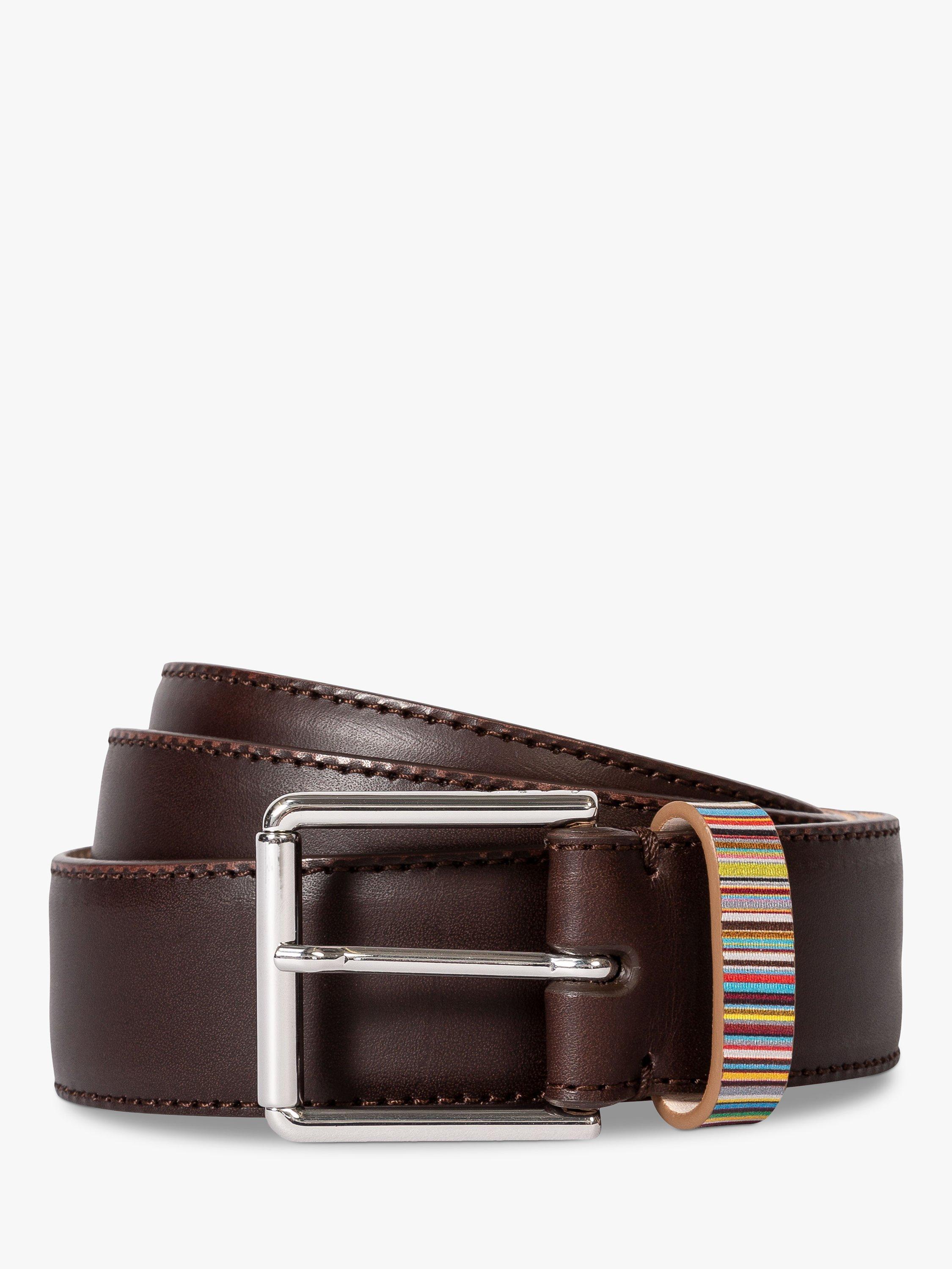 Paul Smith Multicoloured Stripe Leather Belt Brown