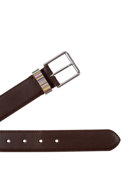 Paul Smith Multicoloured Stripe Leather Belt - view 2, Brown