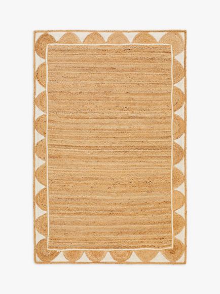 John Lewis Hand Loomed Scalloped Jute Rug, Neutral