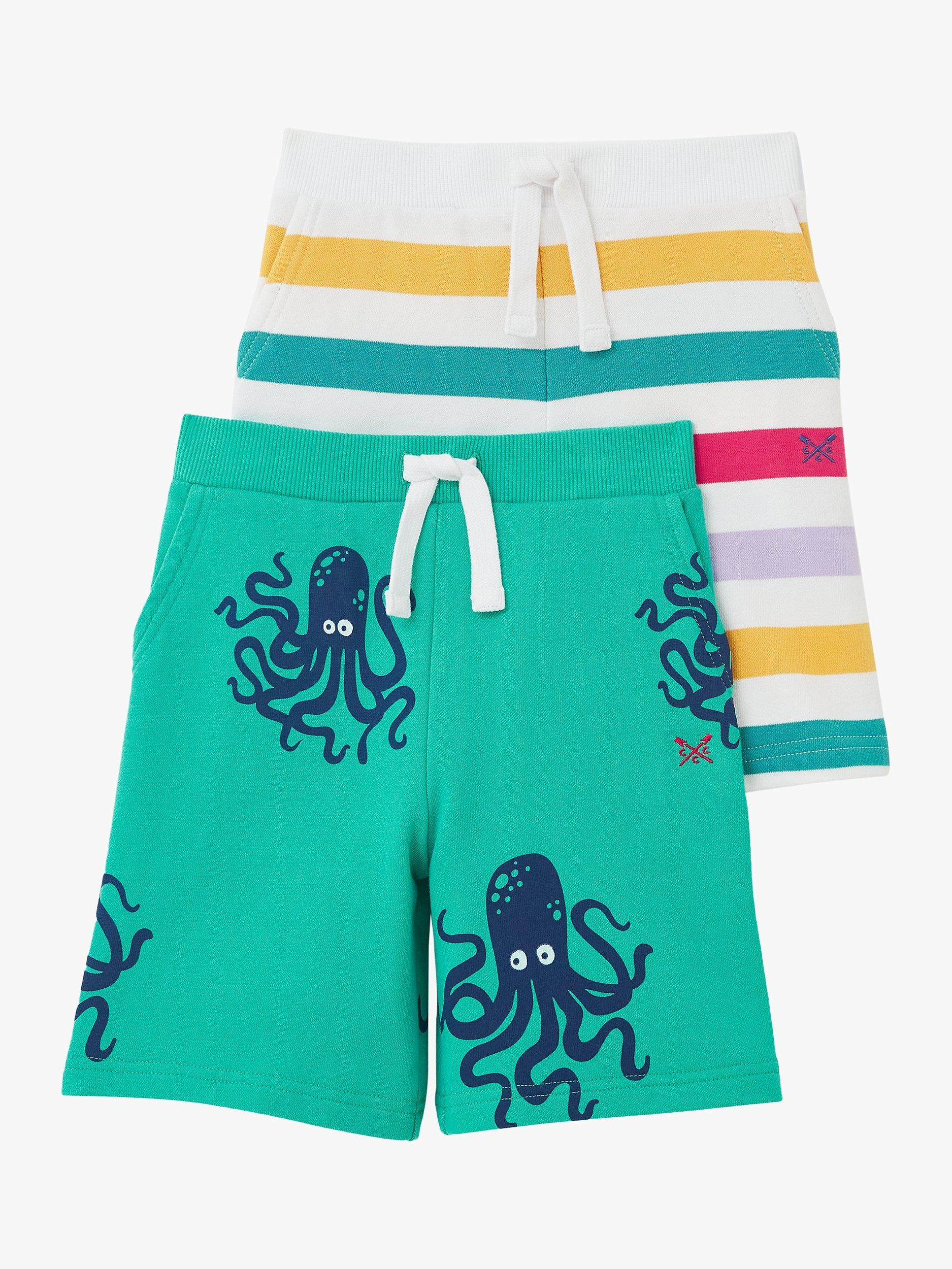 Crew Clothing Kids' Octopus Stripe Shorts, Pack of 2, Multi